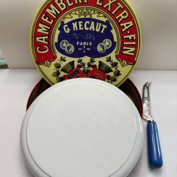 New Vtg Camembert Extra Fin Serving Plate & Cheese Knife-BIA FRENCH CHEESE LABEL - Picture 9 of 9